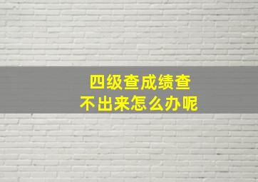 四级查成绩查不出来怎么办呢