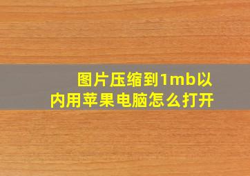 图片压缩到1mb以内用苹果电脑怎么打开