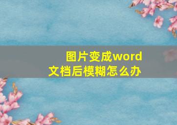 图片变成word文档后模糊怎么办