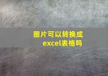 图片可以转换成excel表格吗