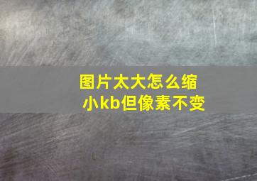 图片太大怎么缩小kb但像素不变