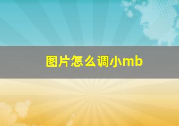 图片怎么调小mb