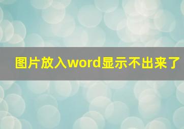 图片放入word显示不出来了