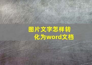 图片文字怎样转化为word文档