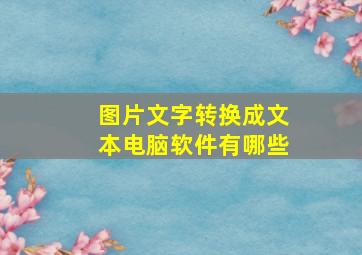 图片文字转换成文本电脑软件有哪些