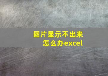 图片显示不出来怎么办excel