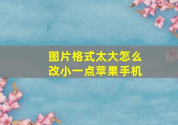 图片格式太大怎么改小一点苹果手机