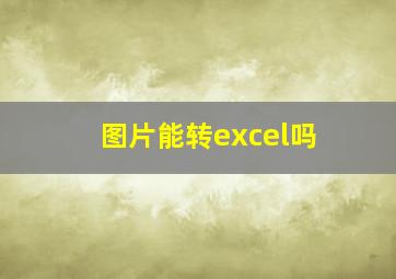 图片能转excel吗