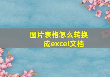 图片表格怎么转换成excel文档