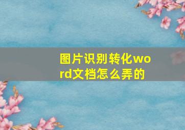 图片识别转化word文档怎么弄的