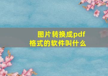 图片转换成pdf格式的软件叫什么