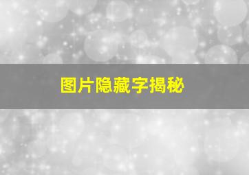 图片隐藏字揭秘