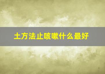 土方法止咳嗽什么最好