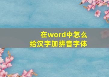 在word中怎么给汉字加拼音字体