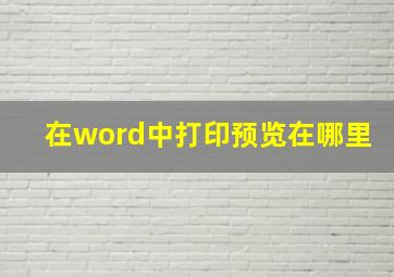 在word中打印预览在哪里