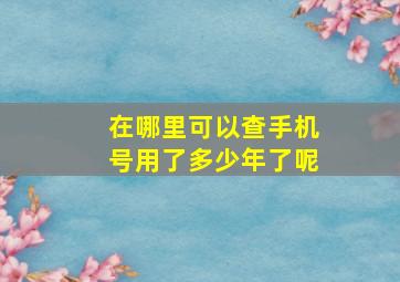 在哪里可以查手机号用了多少年了呢