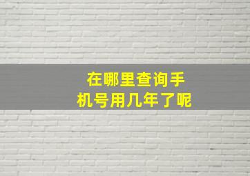 在哪里查询手机号用几年了呢