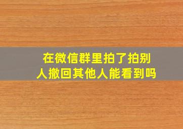 在微信群里拍了拍别人撤回其他人能看到吗