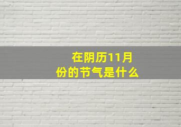 在阴历11月份的节气是什么