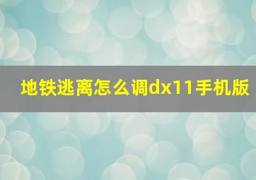 地铁逃离怎么调dx11手机版