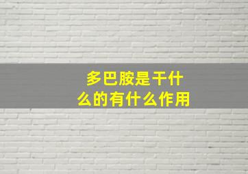 多巴胺是干什么的有什么作用