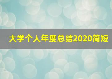 大学个人年度总结2020简短