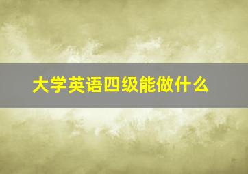 大学英语四级能做什么