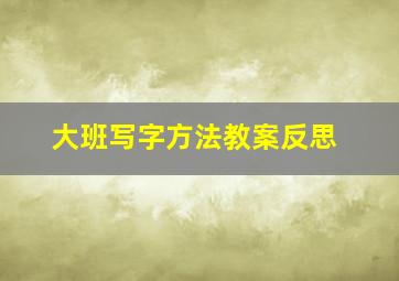 大班写字方法教案反思