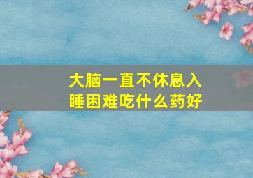 大脑一直不休息入睡困难吃什么药好