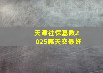 天津社保基数2025哪天交最好