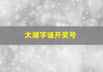 太湖字谜开奖号