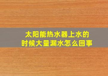 太阳能热水器上水的时候大量漏水怎么回事