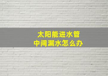 太阳能进水管中间漏水怎么办