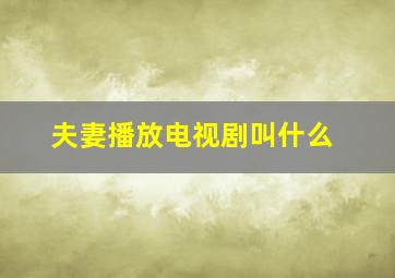 夫妻播放电视剧叫什么