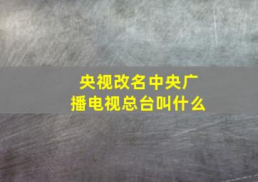 央视改名中央广播电视总台叫什么