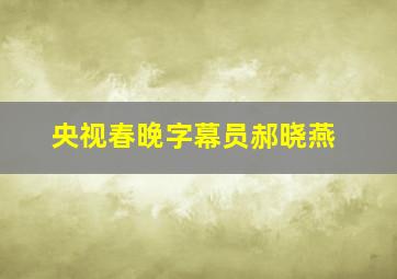 央视春晚字幕员郝晓燕