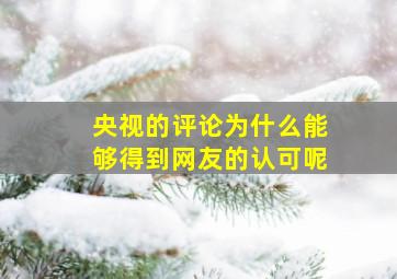 央视的评论为什么能够得到网友的认可呢