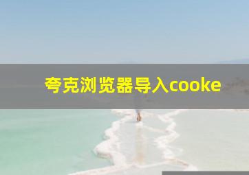 夸克浏览器导入cooke