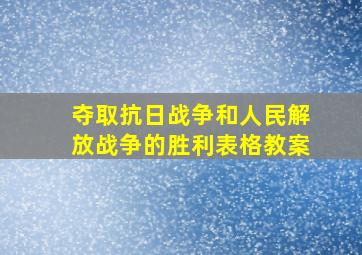 夺取抗日战争和人民解放战争的胜利表格教案