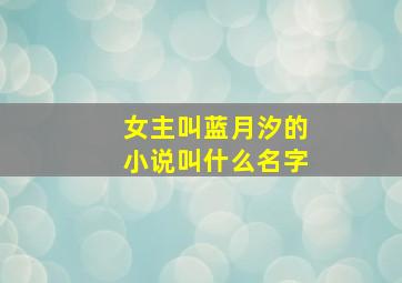 女主叫蓝月汐的小说叫什么名字