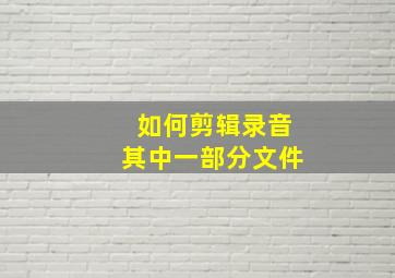 如何剪辑录音其中一部分文件