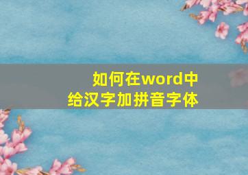 如何在word中给汉字加拼音字体