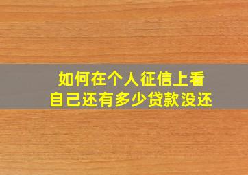 如何在个人征信上看自己还有多少贷款没还