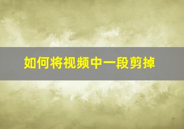 如何将视频中一段剪掉