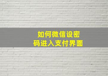 如何微信设密码进入支付界面