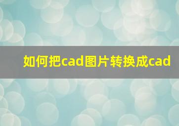 如何把cad图片转换成cad