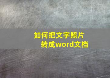 如何把文字照片转成word文档