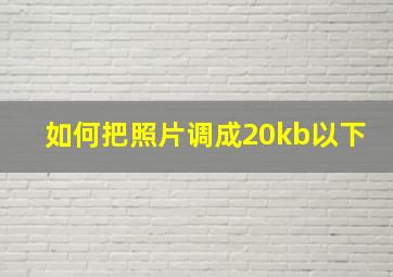 如何把照片调成20kb以下