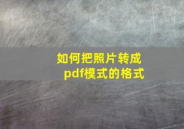 如何把照片转成pdf模式的格式