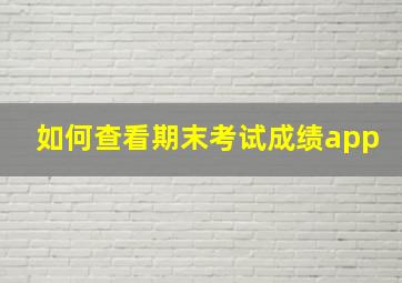 如何查看期末考试成绩app